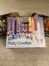 Vintage Tree And Party Christmas Candles, Set Of 3. Made In Hong Kong, With Box