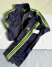 New ADIDAS Boys 2 Pc Tracksuit 18 Months Track Suit Set Gift NWT Navy