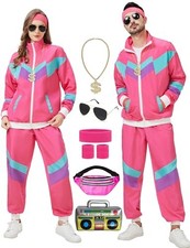 80s Track Suit for Men Women 90s Retro Windbreaker Set Couples 90s Medium Pink
