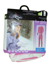 NEW Cuddl Duds Girls Thermal 2-Piece Set Long Sleeve Crew Legging Pink Stripe XS