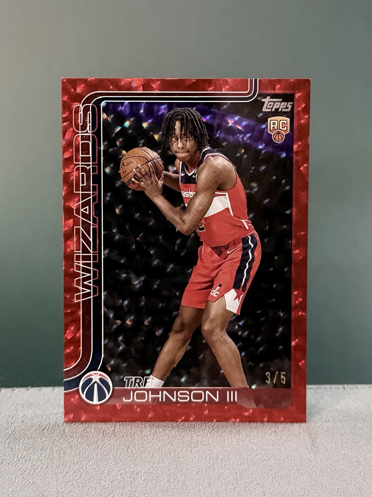 2025 Topps Flagship Tre Johnson III Red Crackleboard /5 #206 Rookie (RC)