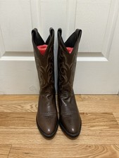 Justin 2701 Western Cowboy Boots Mens 8.5 D Brown Leather USA Made Roper