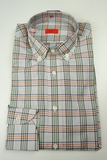 Isaia Napoli Multicolor Plaid Long Sleeve Cotton Shirt 15.5/39 NEW