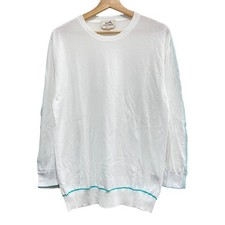 HERMES Long Sleeve Cotton Knit Cut and Sew Sweater M White mens USED