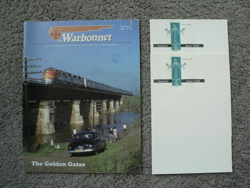 SANTA FE THE WARBONNET RAILROAD MAGAZINE AT&SF + SUPER CHIEF TRAIN STATIONERY
