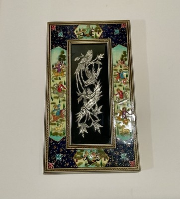 Middle Eastern Persian QALAM ZANI Art Inlaid Khatam Frame Huntsman