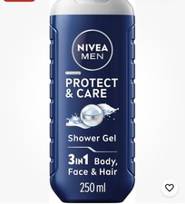 NIVEA MEN Protect & Care Shower Gel 250ML Moisturising 3 in 1 Body Wash UK 6.40 per litre