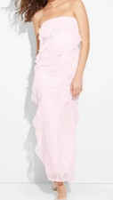 NEW Wild Fable Women's Lace Ruffle Maxi Bodycon Dress Pink Size Small