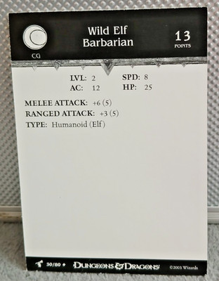 Wild Elf Barbarian #30 NUR  Karte Harbinger, DnD Miniatur Wizard 2003