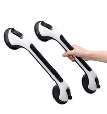 16.8-inch No Drill Grab Bars for Shower Bathtub, Suction, Portable, Black, 2