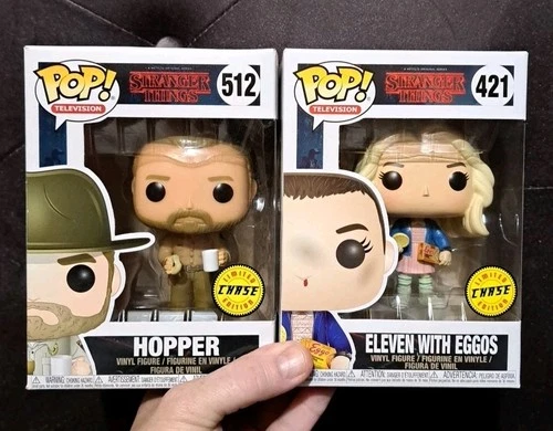 Funko Pop Stranger Things - Jim Hopper CHASE #512 & Eleven with Eggos #421 CHASE