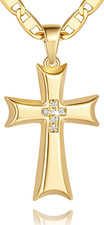 14K Gold Cross Necklace Gifts for Women Cubic Zirconia Gold Plated Pendant 18"