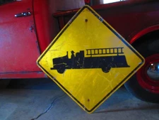 Fire Truck Sign Vintage Metal Fire Station Street Road Rough Shape 30X30 Inch