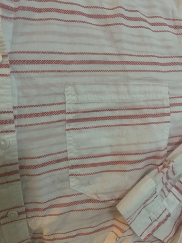 orvis sz large cool thin white top cotton with red line stripes 2 front pockets - Picture 4 of 6