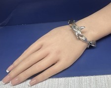 Vintage Sterling Silver Dolphin Cuff Bracelet 45.3 Grams