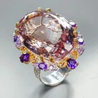 Fine Art 70 ct Natural Ametrine Ring 925 Sterling Silver Size 8 /R461056