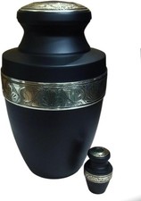At Peace Memorials Tranquility Black Urn for Ashes SET