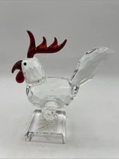 Shannon Crystal Rooster Figurine Red Comb Clear Faceted Unique Christmas Gift