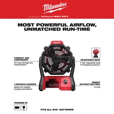 Milwaukee M18 18-Volt Lithium-Ion Cordless Jobsite Fan *NO ISRAELI CUSTOMS*
