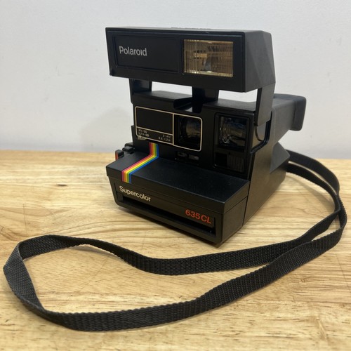 Vintage Polaroid Camera Supercolor 635 CL Rainbow Stripe w/Strap - Tested