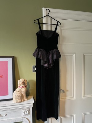 Vintage Laura Ashley Velvet Cocktail Dress Black 80s Prom Retro | eBay UK