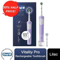 Oral-B Vitality Pro Electric Rechargeable Toothbrush with 2 Brush Heads, Lilac