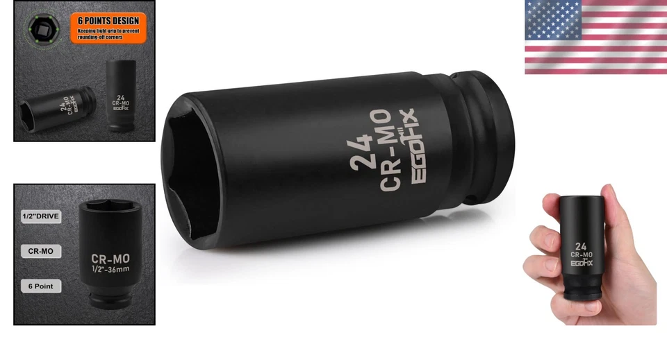 High-Quality 1/2" Impact Socket 0.945" with Black Phosphate Finish, 4.8 Stars - Image 2 of 4