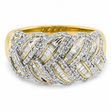 9ct Yellow & White Gold Diamond Wave Dress Ring