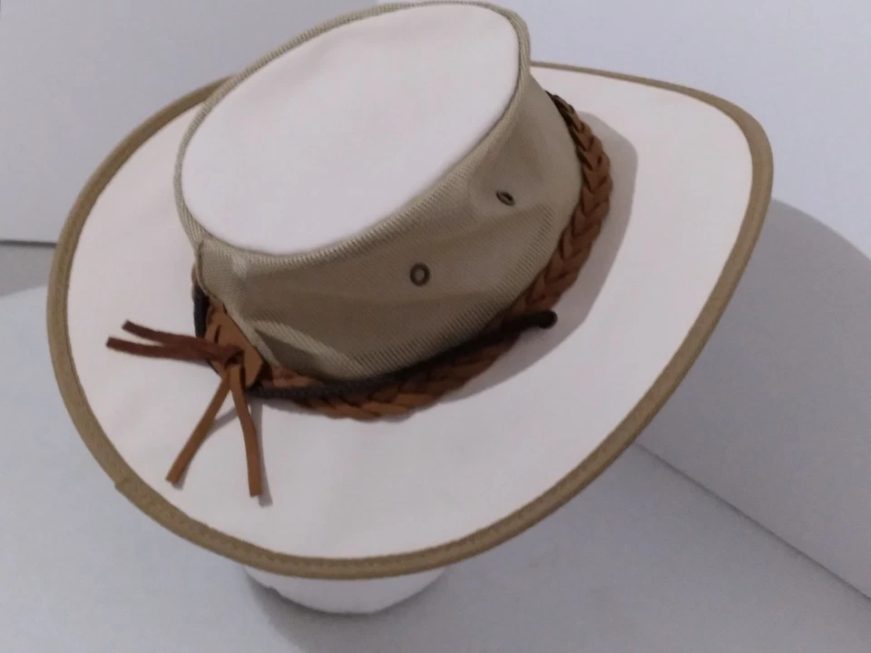 Sombrero drover de lona Barmah 1057BE beige mediano M Australian Outback nuevo sin etiquetas Foto 3 de 4