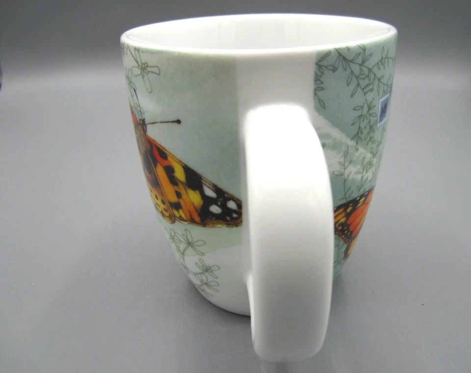 Taza de café de té Hallmark blanco verde cinco mariposas multicolores 14 oz (419) Foto 4 de 4
