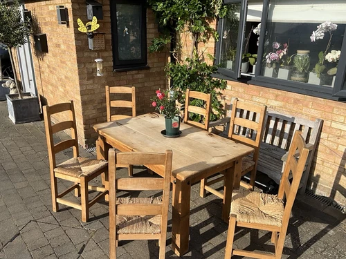 Farm Table + 6 High Back Chairs