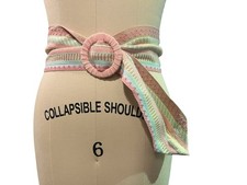 Vintage Woven Textile Southwestern Western Pastel Wide Sash Cinch Belt