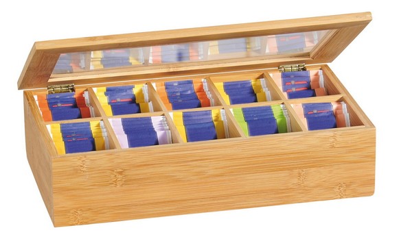 Kesper 10 TeefäCher Holz-Teekiste Teebox Teekasten Kaffeepad-Box Kapsel-Holzbox-image