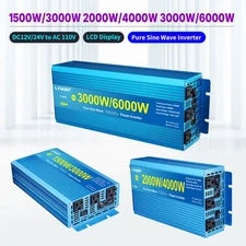 1500W 2000W 3000W Pure Sine Wave Power Inverter 12V/24V to 110V 120V Converter