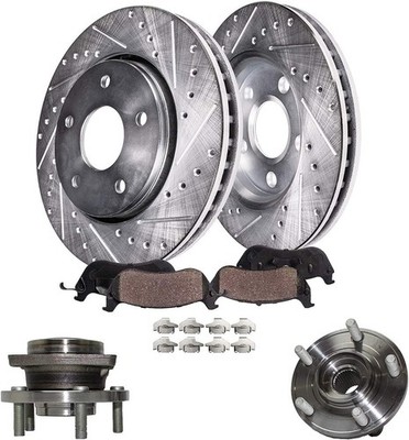 Front Brake Pads Rotors Wheel Hubs for 2007-2014 Dodge Avenger