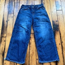 American Eagle Women  s 4 Low Rise Baggy Wide Leg Jeans Stretch Distressed