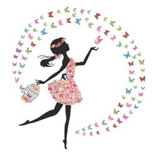 Girl Wall Decals for Baby Nursery  Peel  Stick Girl with Butterflies