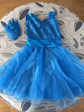 Weissman Girls LC Blue Sequin Sleeveless Dance Dress/Tutu Costume Headpiece