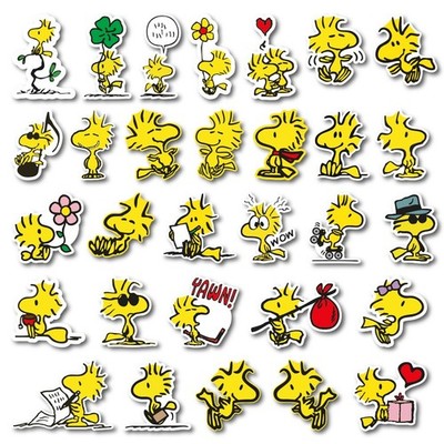 Woodstock Stickers Pack (30 Pcs)   Cute Yellow Bird, for Laptops, Water Bottles