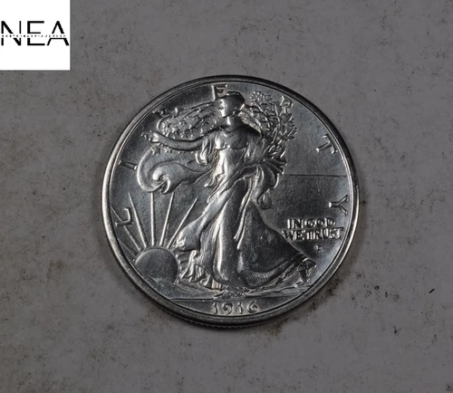 1916-D OBV MM Walking Liberty Half Dollar ~ Almost Uncirculated++ AU++  (ZH302)