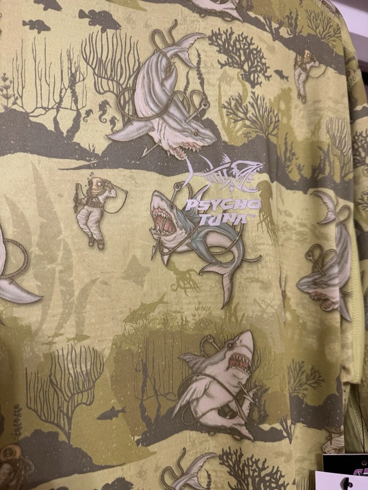 Psycho Tuna Men's Shark Showdown Uv Protection Tactical Hoodie Sweatshirt Medium - Image 4 of 4