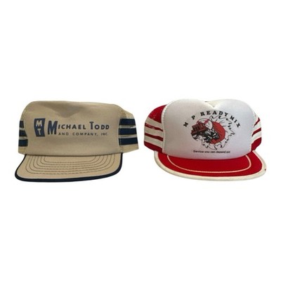 Vintage Three 3 Stripe Trucker Hats Lot of 2 Snapback Caps Michael Todd & Cement