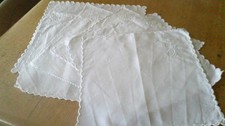 6 VINTAGE HAND  EMBROIDERED IRISH LINEN TEA  NAPKINS