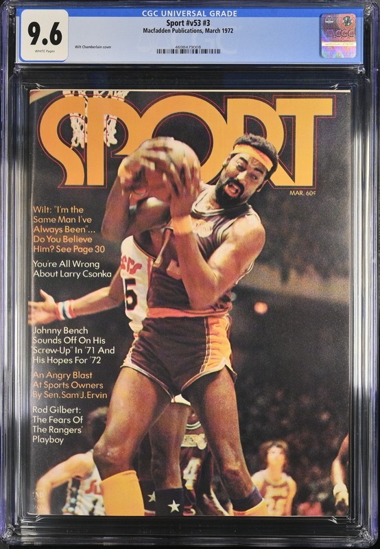 Sport v53 #3 March 1972 Wilt Chamberlain Cover Larry Csonka CGC 9.6 CL68