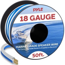 50ft 18 Gauge Speaker Wire - Waterproof Marine Grade Cable in Spool for