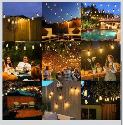 Brightever Outdoor String Lights 150FT, Patio Lights with 75+2 Dimmable ST38