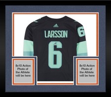 Framed Adam Larsson Seattle Kraken Signed Navy Adidas Authentic Jersey w/Patch