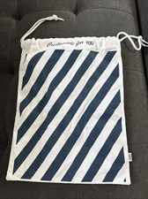 Vans Custom Made For You Canvas Blue And White Striped Shoe Drawstring Bag New