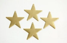 2 Hole Raw Brass Flat Star Connector Pendant 25mm (6) mtl161A