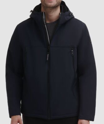 $225 Calvin Klein Men's Blue Infinite Stretch Hooded Soft Shell Jacket Size L